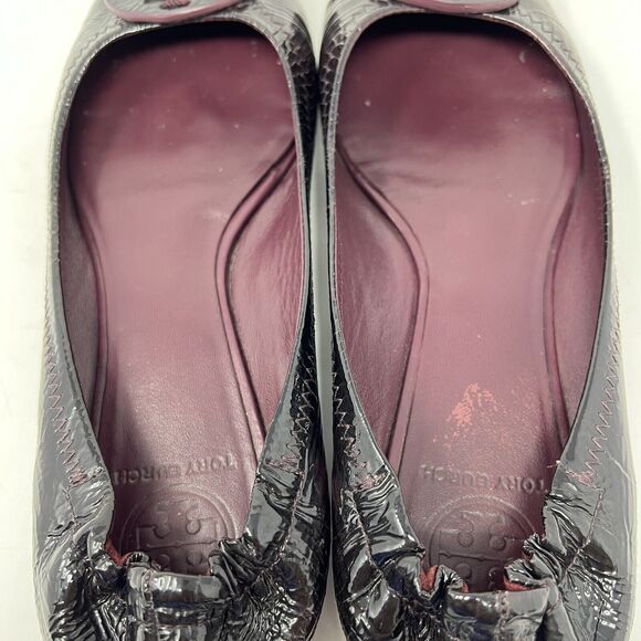 Tory Burch Reva Plum Burgundy Patent Leather Ballet Flats Women’s 8.5 - Picture 10 of 12